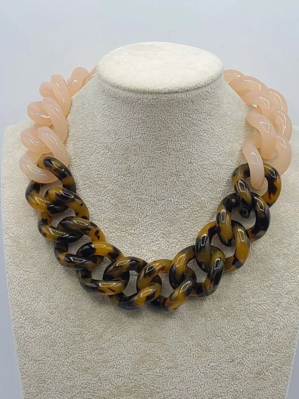J Crew Faux Tortoise Cream Chunky Necklace
